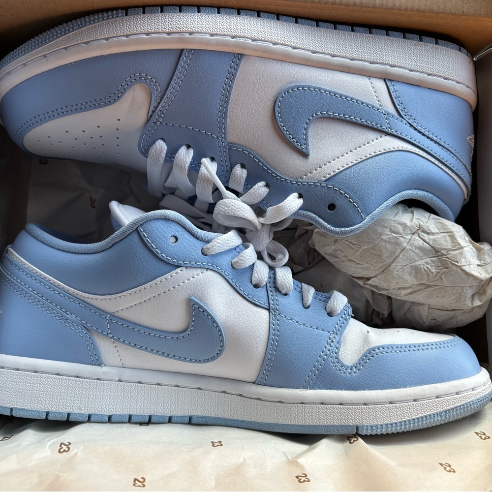 Women’s Brand New Nike Jordan Light Blue and White Low-Top Sneakers